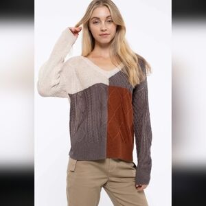 NWOT E & M Color Block Lightweight Sweater Size L